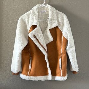 Love Tree Women's Teddy Jacket in White and Brown